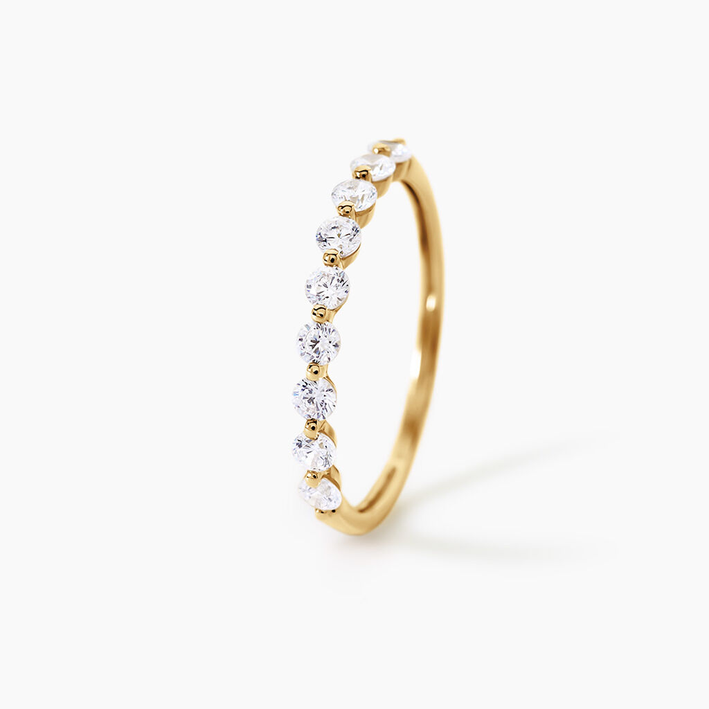 Bague Eclat D'Etoile Argent Dor&eacute; A L'Or 750/1000 Oxyde De Zirconium - Bagues avec pierre Femme | Histoire d&rsquo;Or