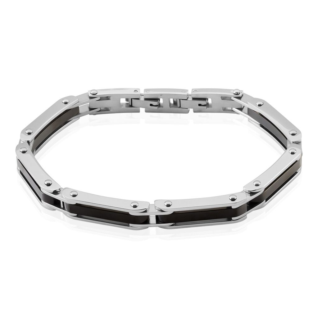 Bracelet Jourdan Homme El Castillo Acier Bicolore Noir Et Blanc