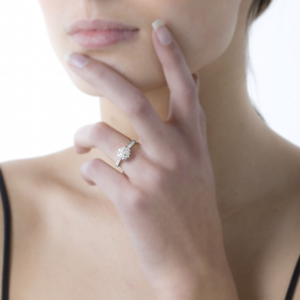 Bague Chou Or Blanc Diamant - Bagues avec pierre Femme | Histoire d’Or