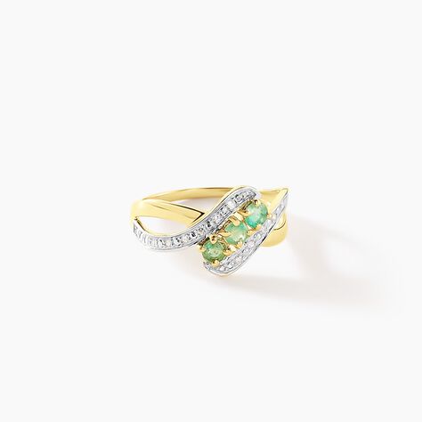 Bague Simma Or Jaune Diamant Et Emeraude - Bagues avec pierre Femme | Histoire d’Or