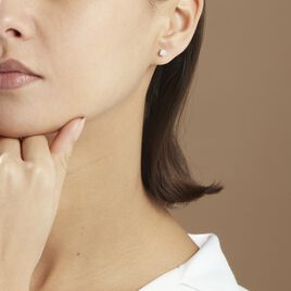 Boucles D'oreilles Puces 4 Griffes Or Blanc Diamant Synthetique - Clous d'oreilles Femme | Histoire d’Or