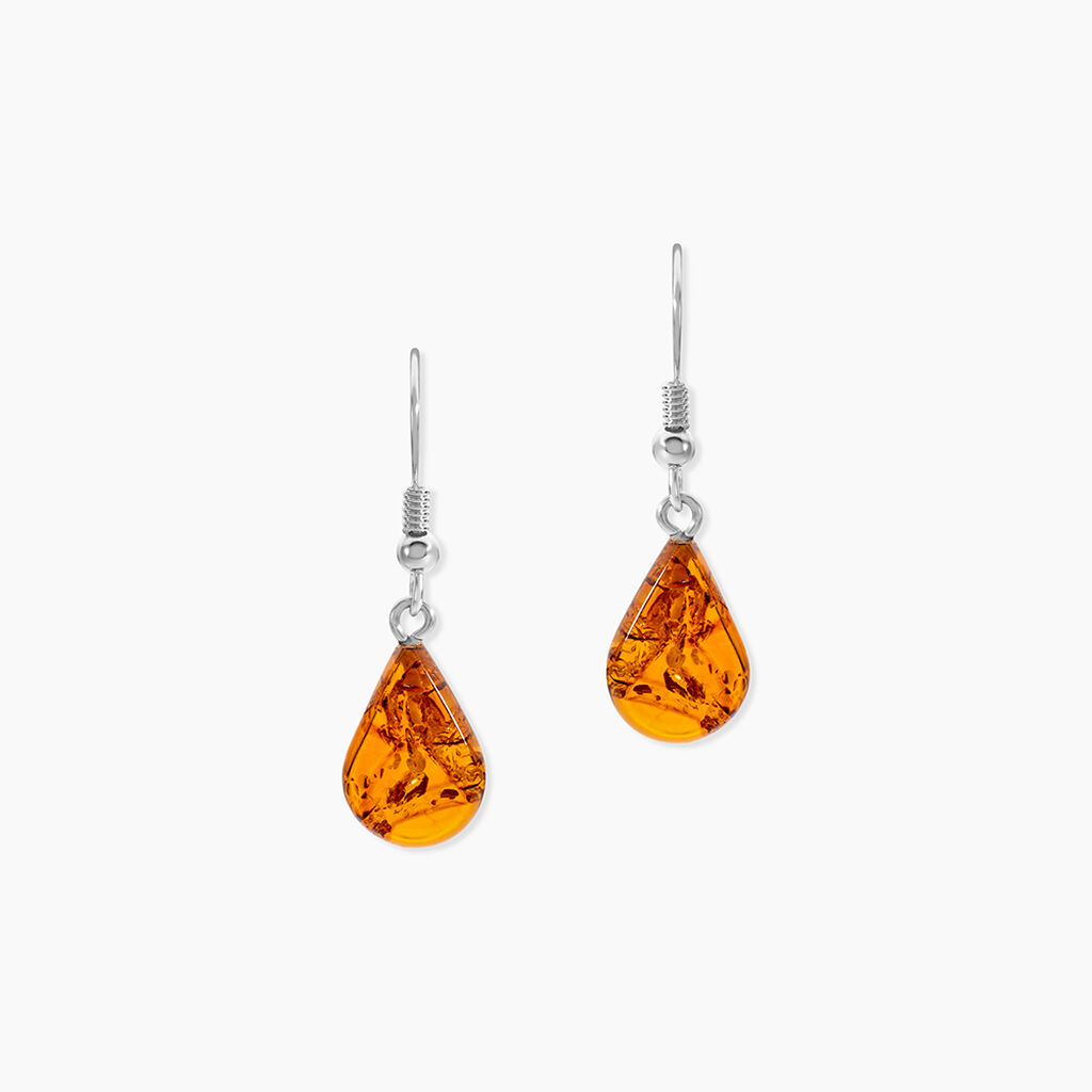 Boucles D'oreilles Pendantes Argent Blanc Mareme Ambre - Boucles d'oreilles fantaisie Femme | Histoire d&rsquo;Or