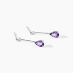 Boucles D'oreilles Pendantes Goutte Or Blanc Amethyste - Boucles d'oreilles pendantes Femme | Histoire d&rsquo;Or
