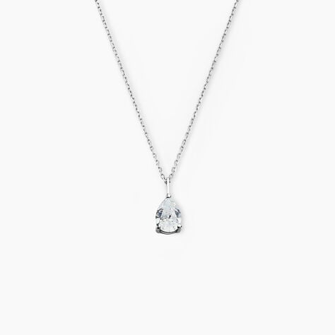 Collier Goutte Or Blanc Oxyde De Zirconium - Colliers Femme | Histoire d’Or