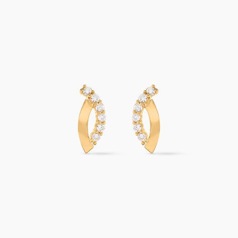 Boucles D'oreilles Puces Helvi Or Jaune Oxyde De Zirconium - Clous d'oreilles Femme | Histoire d&rsquo;Or