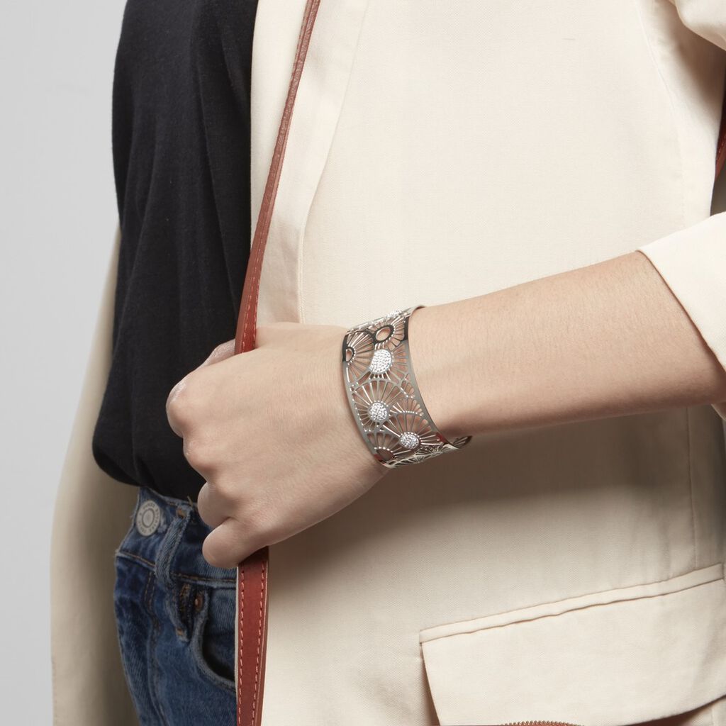 Bracelet Jonc Imagine Florette Strass Acier Blanc Strass - Bracelets Femme | Histoire d’Or