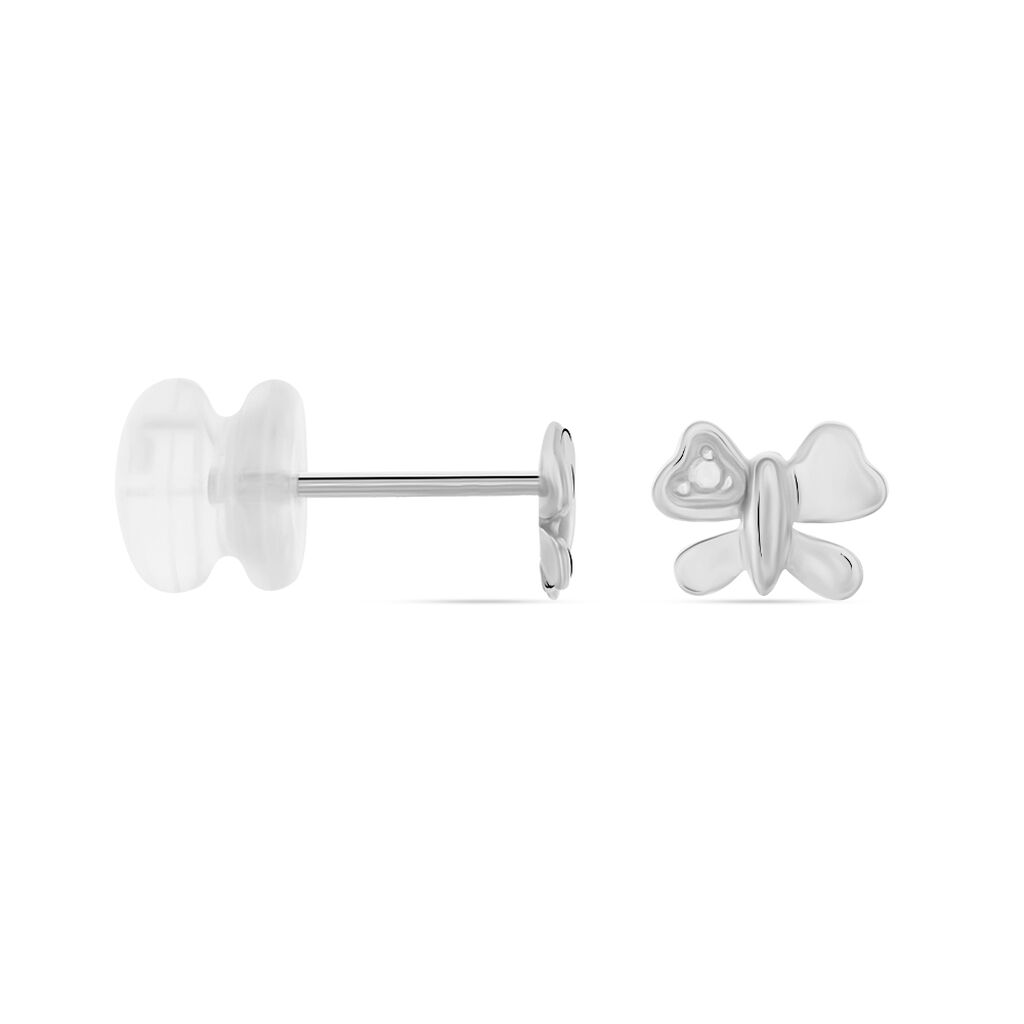 Boucles D'oreilles Puces Bartholomee Papillon Or Blanc - Clous d'oreilles Femme | Histoire d’Or