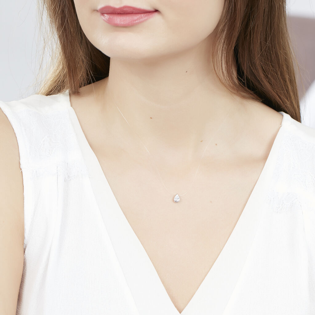 Collier Nylon Argent Blanc Oxyde De Zirconium - Colliers fantaisie Femme | Histoire d&rsquo;Or