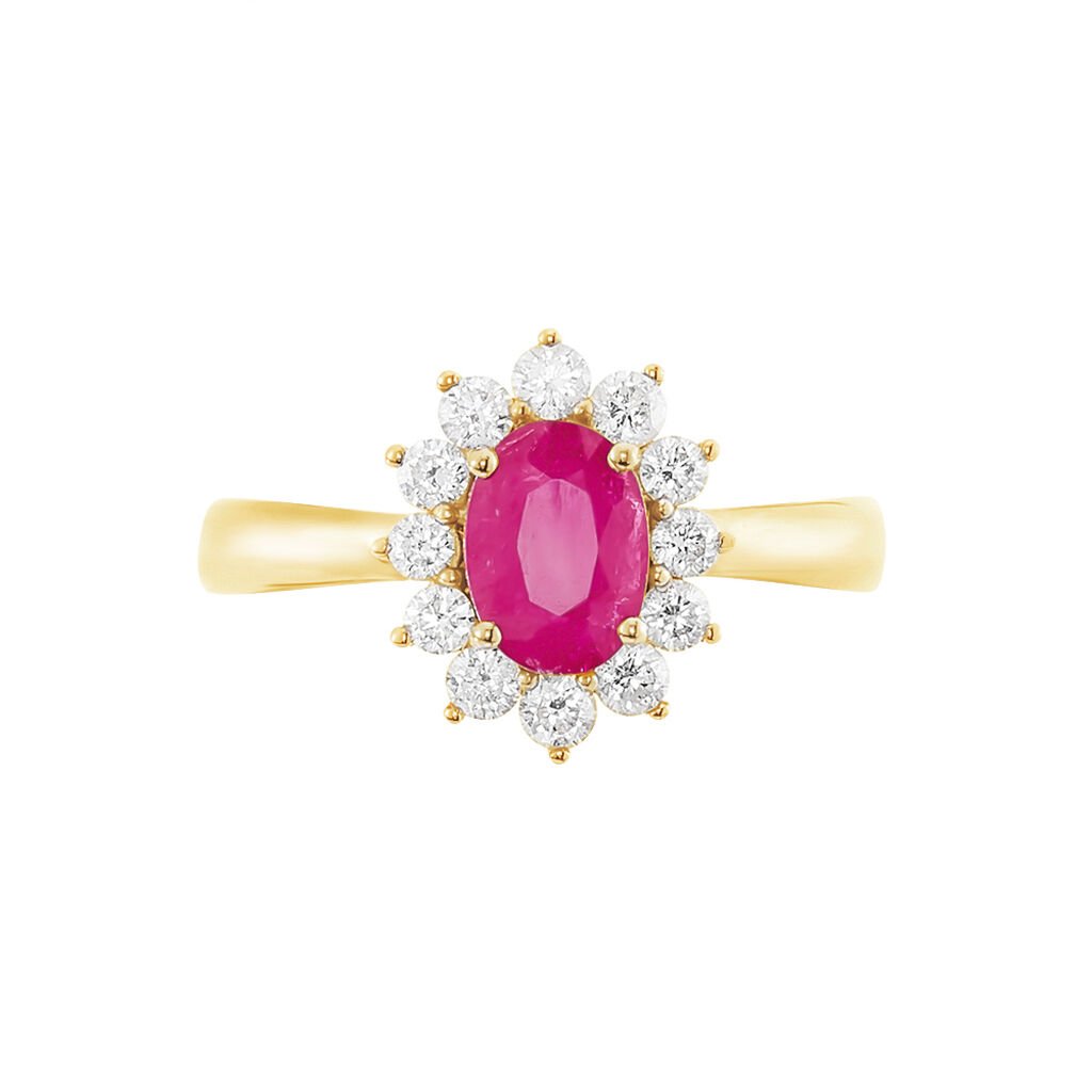 Bague Or Jaune Rubis Diamants - Bagues solitaires Femme | Histoire d’Or