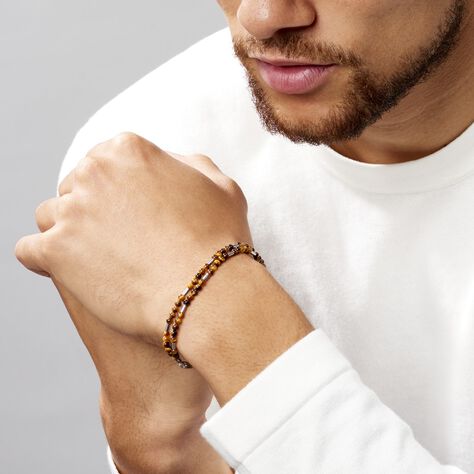 Bracelet Acier Blanc Augusto Oeil De Tigre - Bracelets fantaisie Homme | Histoire d’Or