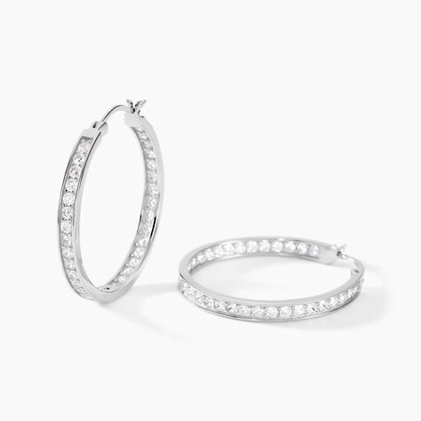 Créoles Django Argent Blanc Oxyde De Zirconium - Boucles d'oreilles créoles Femme | Histoire d’Or