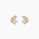 Boucles D'oreilles Puces Fulvie Double Dauphins Or Bicolore - Clous d'oreilles Femme | Histoire d&rsquo;Or