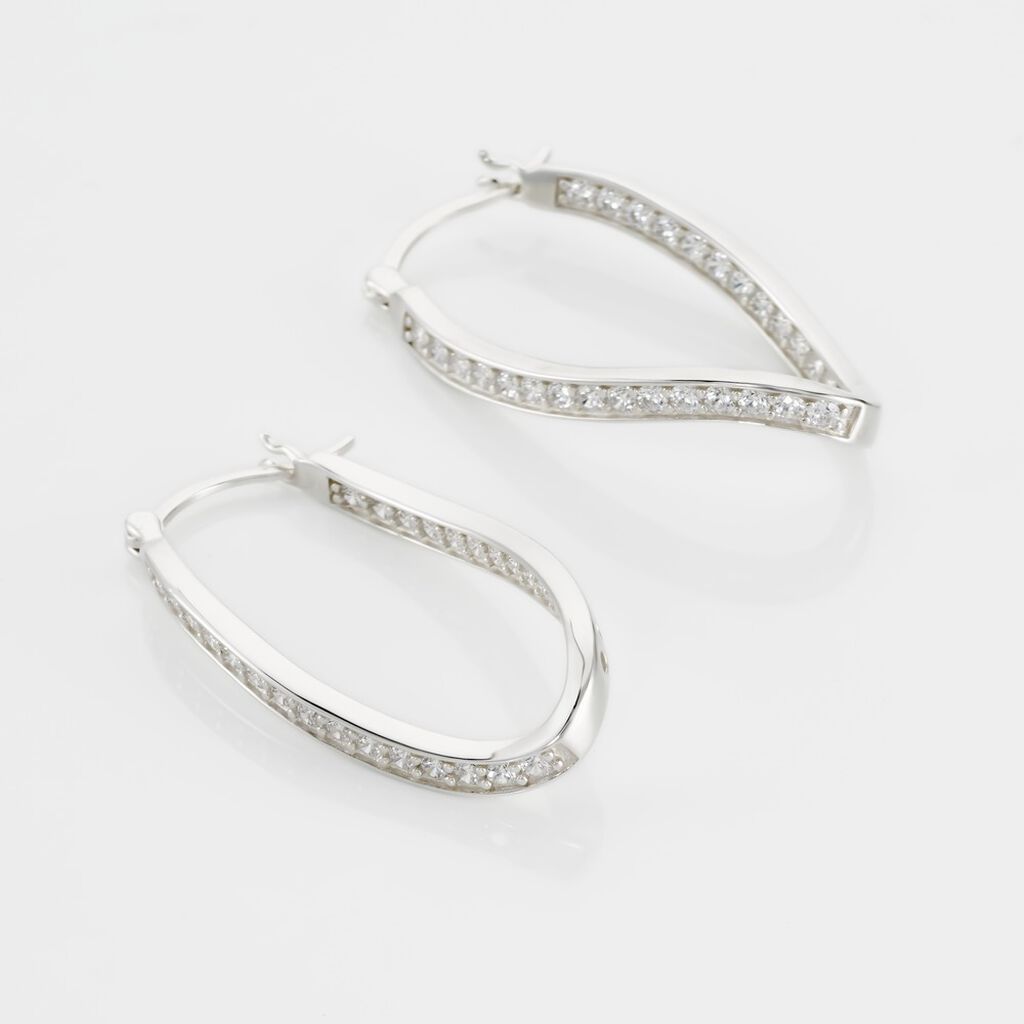 Créoles Desya Argent Blanc Oxyde De Zirconium - Boucles d'oreilles créoles Femme | Histoire d’Or