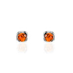 Boucles D'oreilles Puces Argent Blanc Joude Ambre - Boucles d'oreilles fantaisie Femme | Histoire d&rsquo;Or