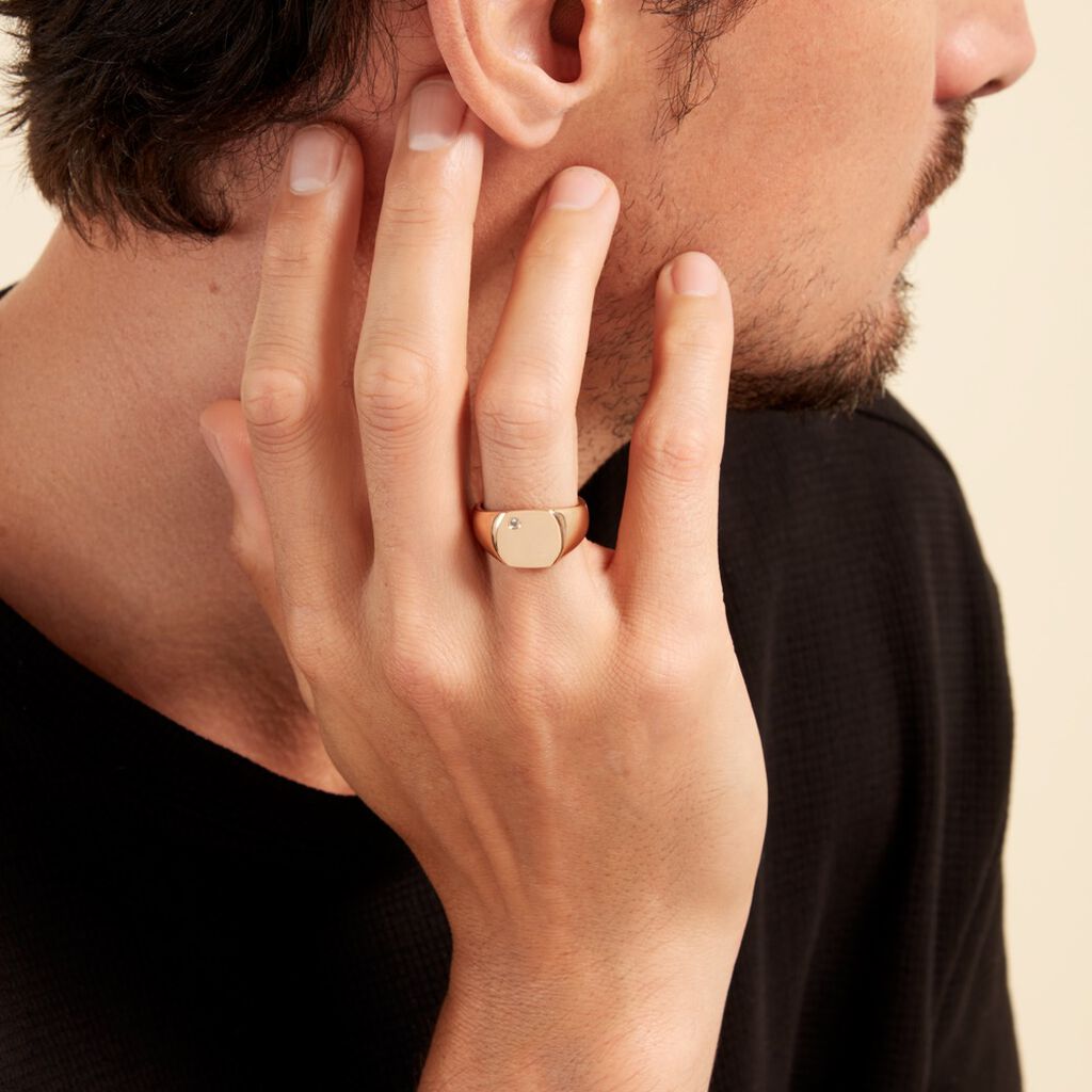 Chevalière Hide Plaqué Or Oxyde De Zirconium - Chevalières Homme | Histoire d’Or