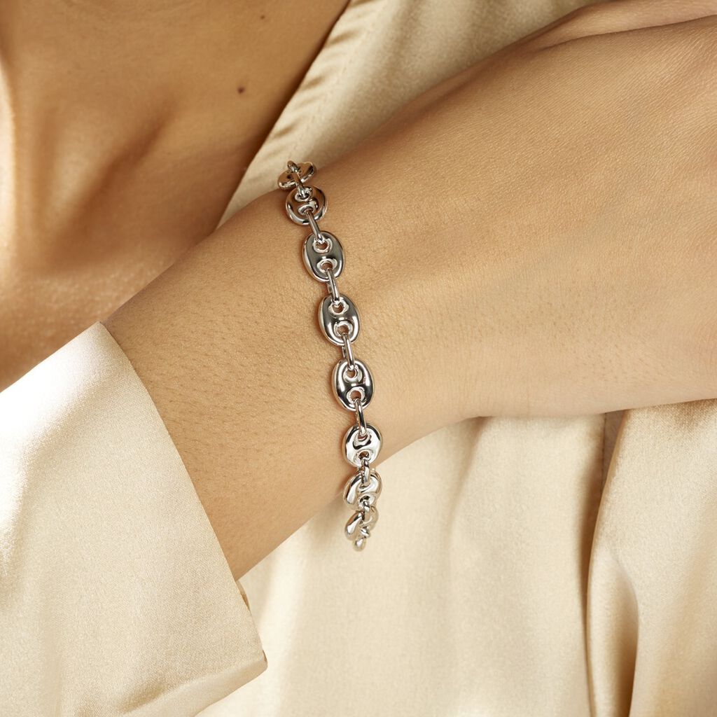 Bracelet Carrus Maille Grain De Cafe Argent Blanc - Bracelets chaîne Homme | Histoire d’Or