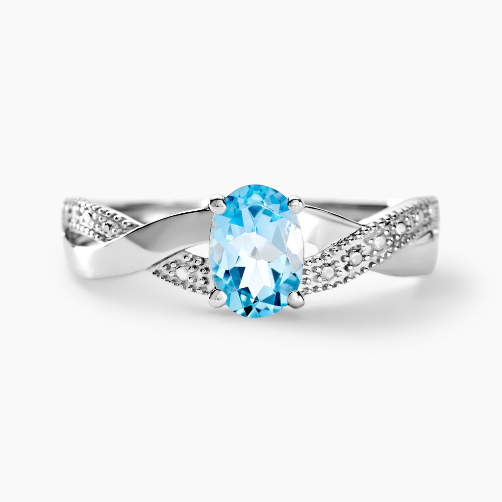 Bague Candice Or Blanc Topaze - Bagues solitaires Femme | Histoire d&rsquo;Or