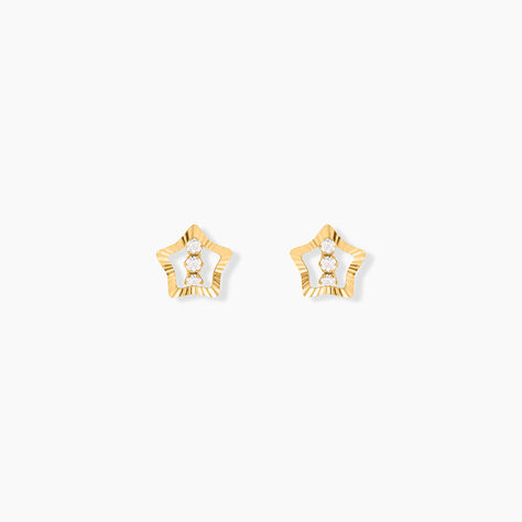 Boucles D'oreilles Puces Elais Etoile 5 Or Jaune Oxyde - Clous d'oreilles Femme | Histoire d’Or