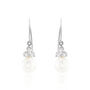 Boucles D'oreilles Pendantes Taissia Or Blanc Perle Culture Et Oxyde