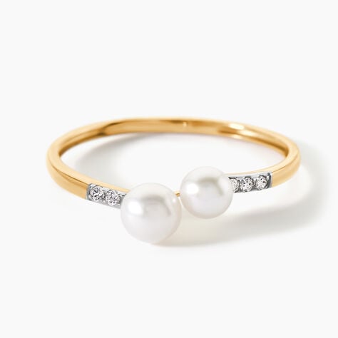 Bague Primo Or Jaune Perle De Culture Et Oxyde De Zirconium - Bagues solitaires Femme | Histoire d&rsquo;Or
