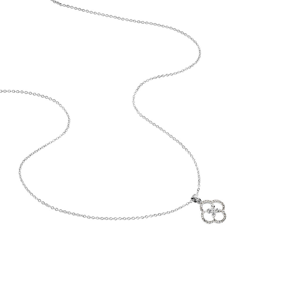 Collier Rose Argent Blanc Oxyde De Zirconium - Colliers fantaisie Femme | Histoire d’Or