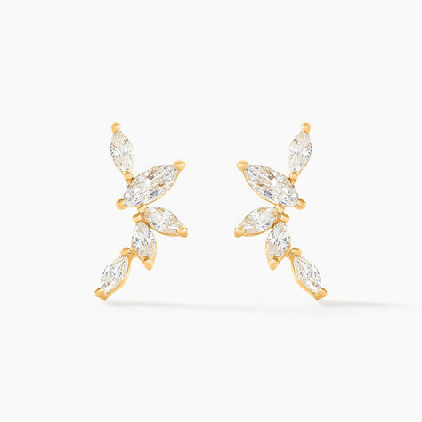 Boucles D'oreilles Barrettes Youssa Barrettes 5 Or Jaune Oxydes - Boucles d'oreilles pendantes Femme | Histoire d’Or