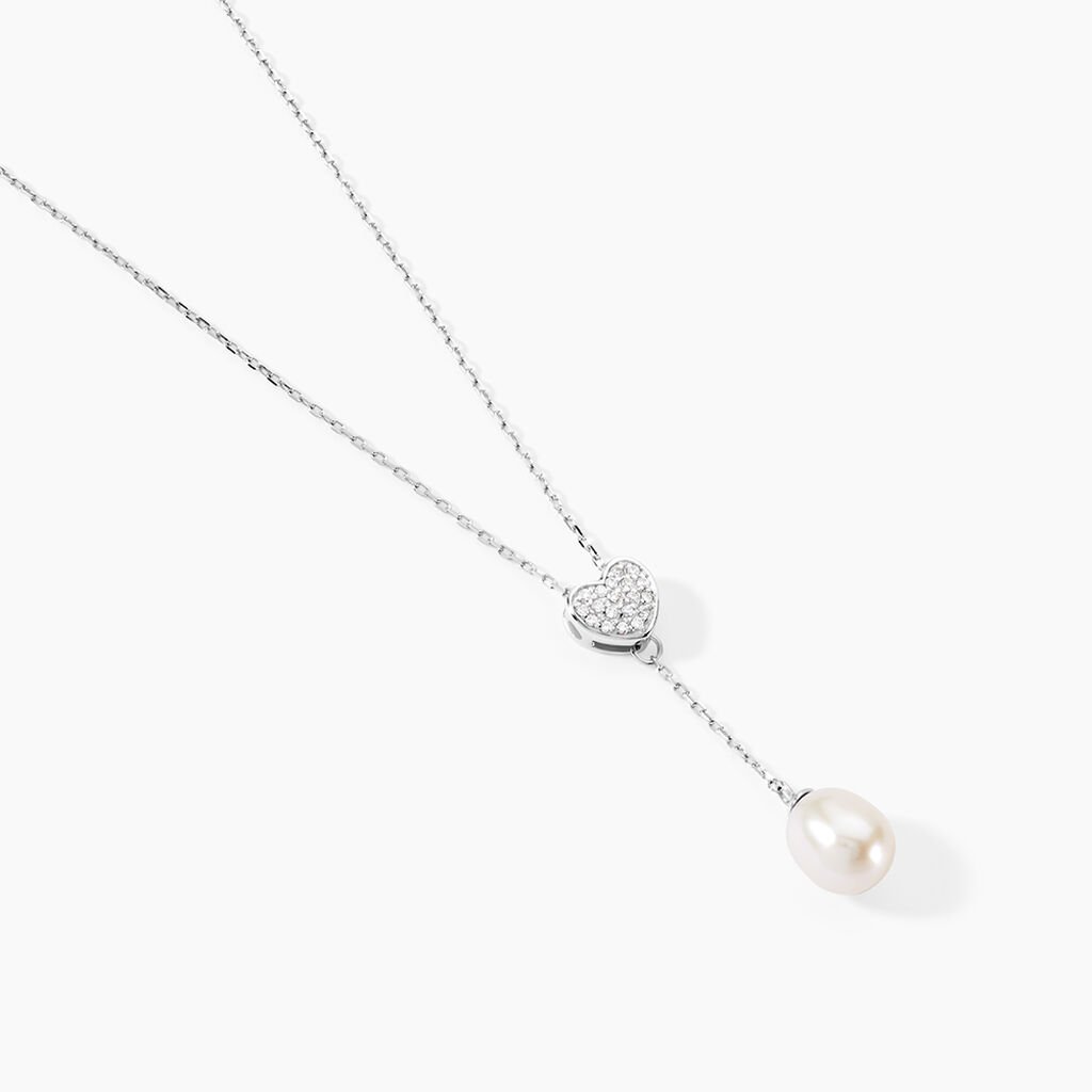 Collier Elvie Argent Blanc Perle De Culture Et Oxyde De Zirconium - Colliers fantaisie Femme | Histoire d’Or