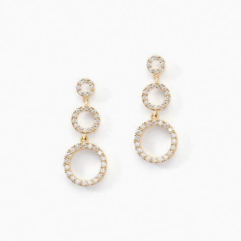 Boucles D'oreilles Pendantes Camron Or Jaune Oxyde De Zirconium - Boucles d'oreilles pendantes Femme | Histoire d&rsquo;Or