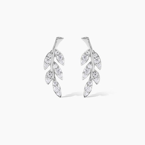 Boucles D'oreilles Puces Alma Argent Blanc Oxyde De Zirconium - Boucles d'oreilles fantaisie Femme | Histoire d&rsquo;Or