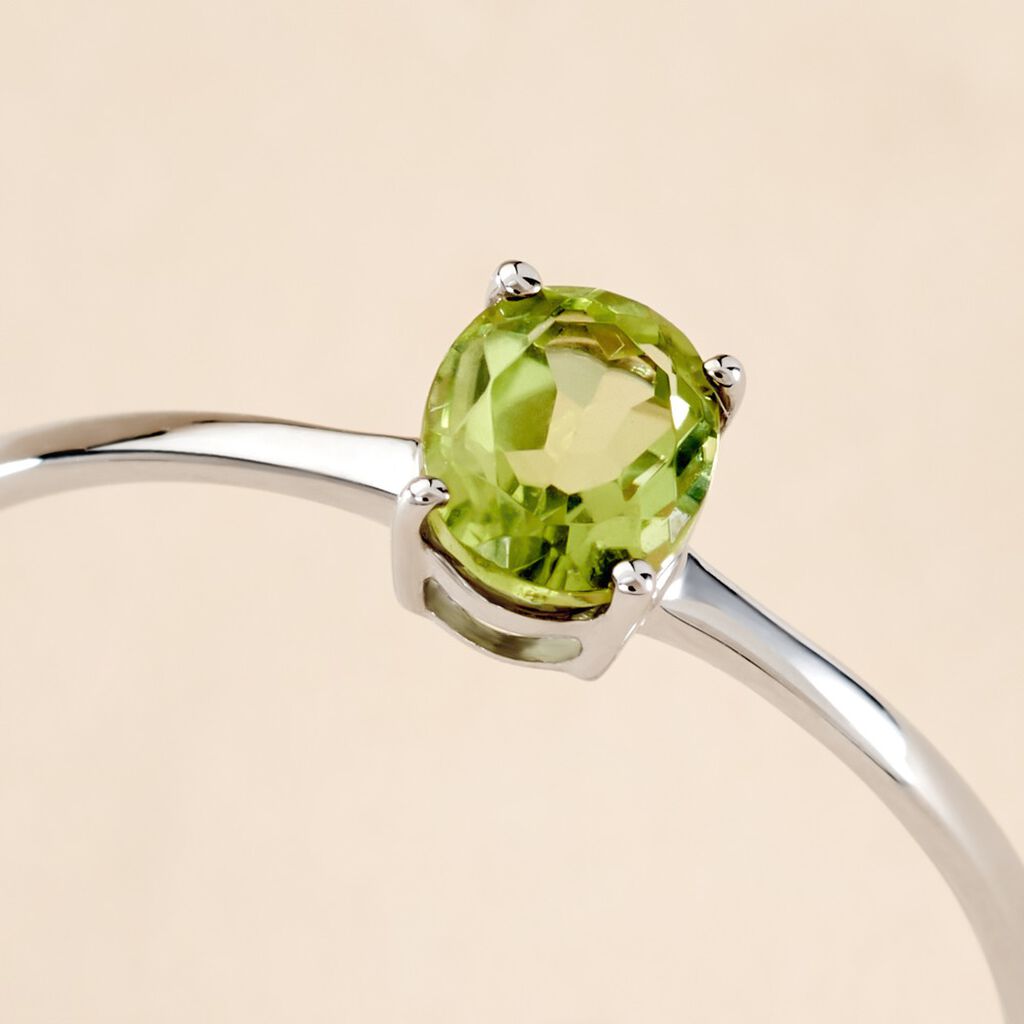 Bague Valentino Or Blanc Péridot - Bagues solitaires Femme | Histoire d’Or