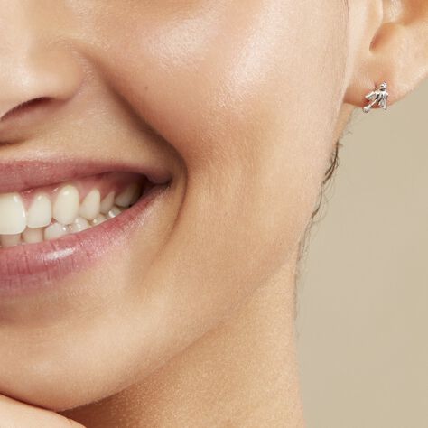 Boucles D'oreilles Puces Osie Argent Blanc - Boucles d'oreilles fantaisie Femme | Histoire d’Or