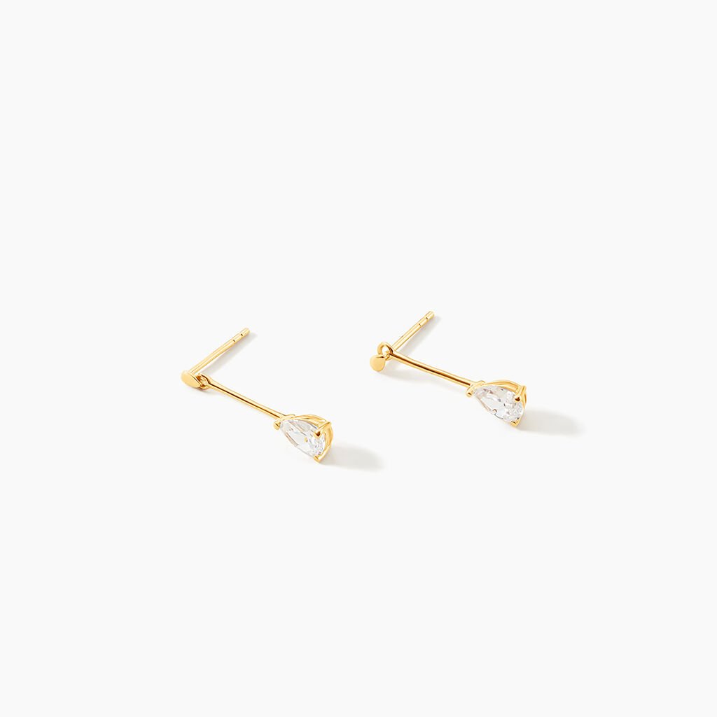 Boucles D'oreilles Pendantes Goutte Or Jaune Oxyde De Zirconium - Boucles d'oreilles pendantes Femme | Histoire d&rsquo;Or