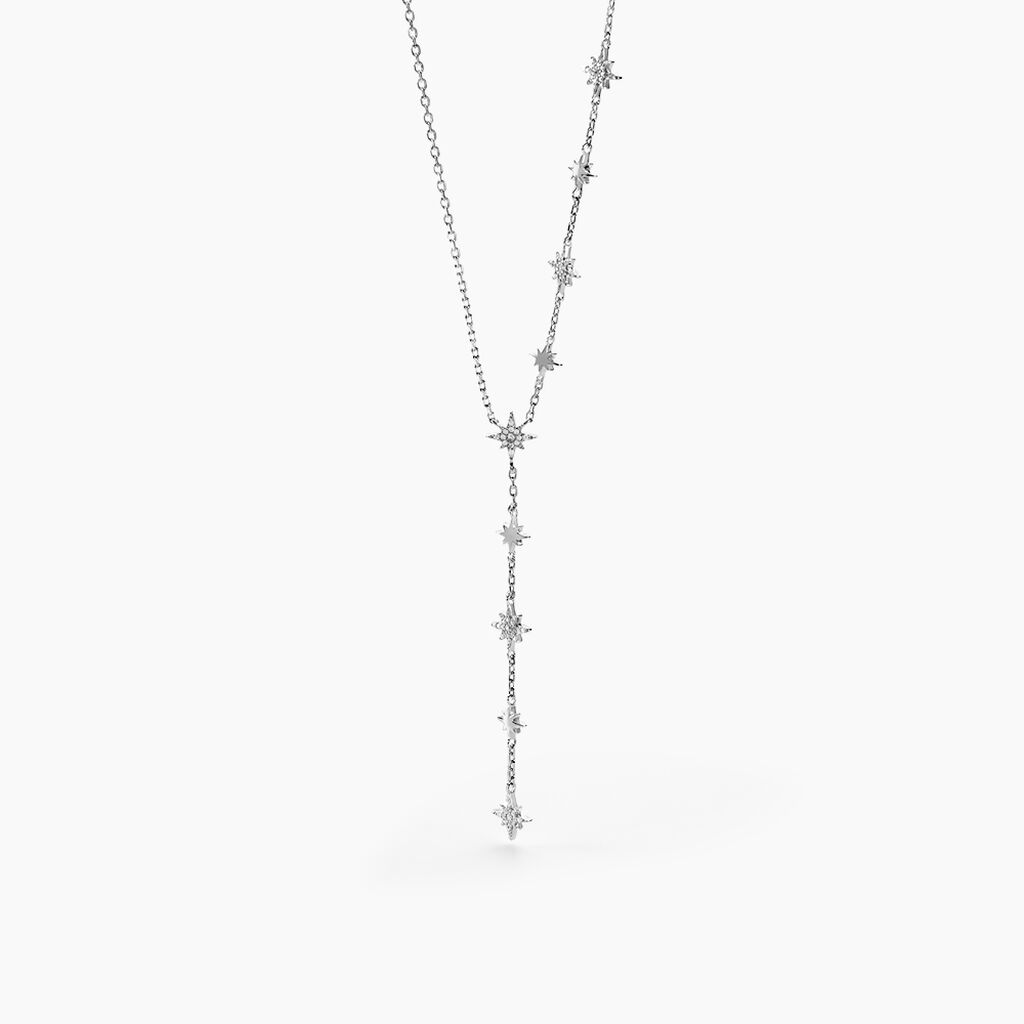 Collier Astre Precieux Argent Blanc Oxydes De Zirconium - Colliers Femme | Histoire d&rsquo;Or