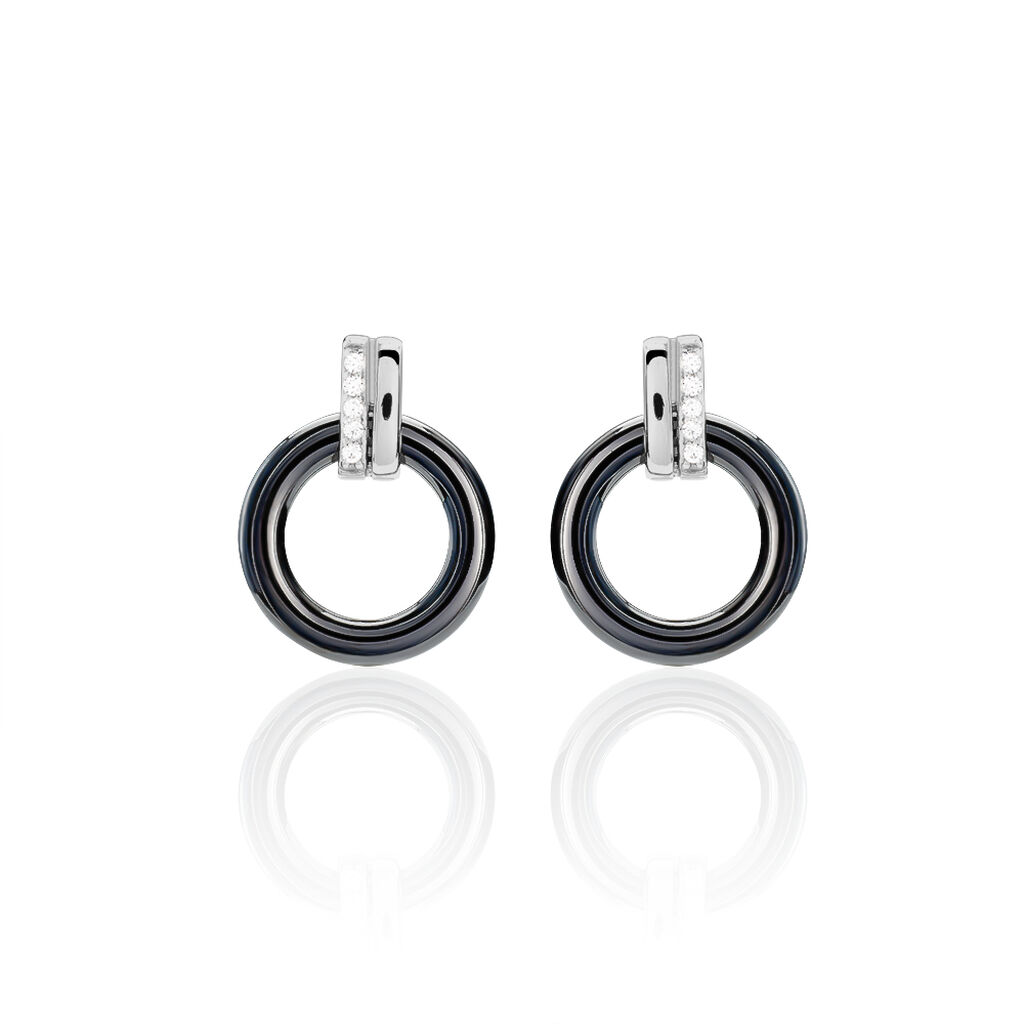 Boucles D'oreilles Pendantes Bertillianne Argent  Céramique Et Oxyde - Boucles d'oreilles fantaisie Femme | Histoire d’Or