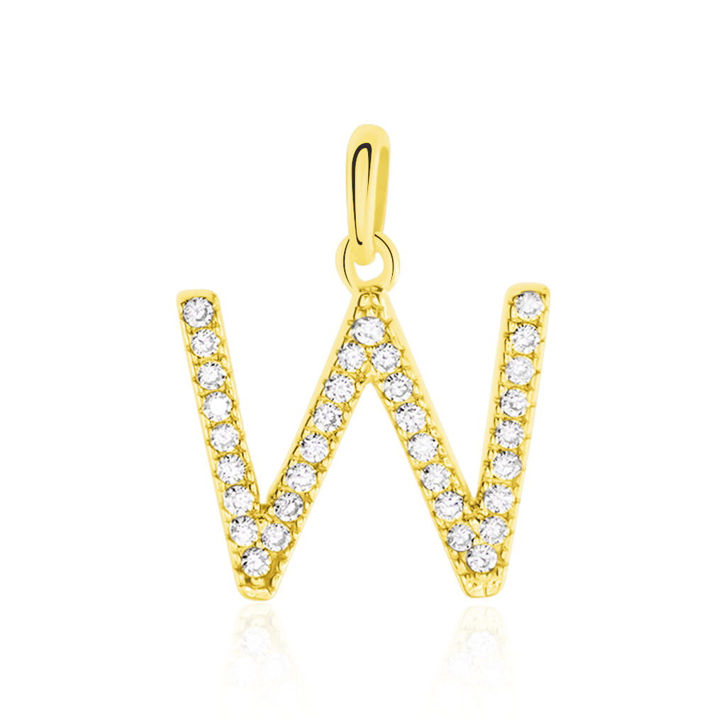 Pendentif Lettre W Or Jaune Oxyde