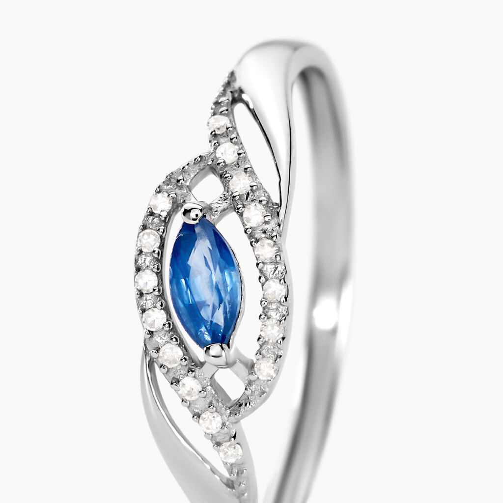 Bague Syriana Or Blanc Saphir Et Diamant - Bagues solitaires Femme | Histoire d’Or
