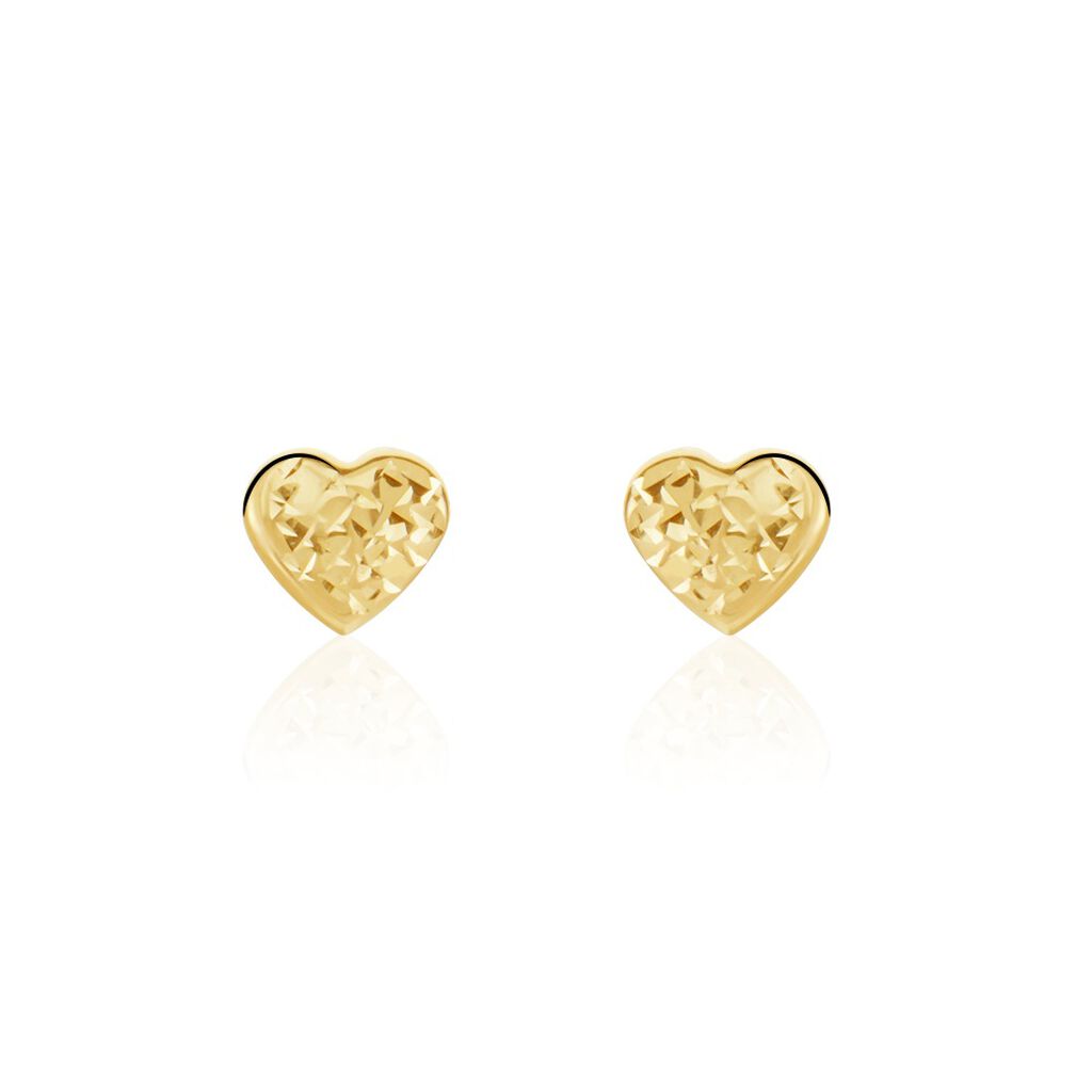 Boucles D'oreilles Puces Arisaema Cœur Or Jaune - Clous d'oreilles Enfant | Histoire d’Or