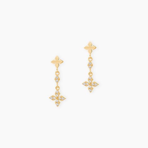 Boucles D'Oreilles Pendantes Aroldo Or Jaune Oxyde De Zirconium - Boucles d'oreilles pendantes Femme | Histoire d&rsquo;Or