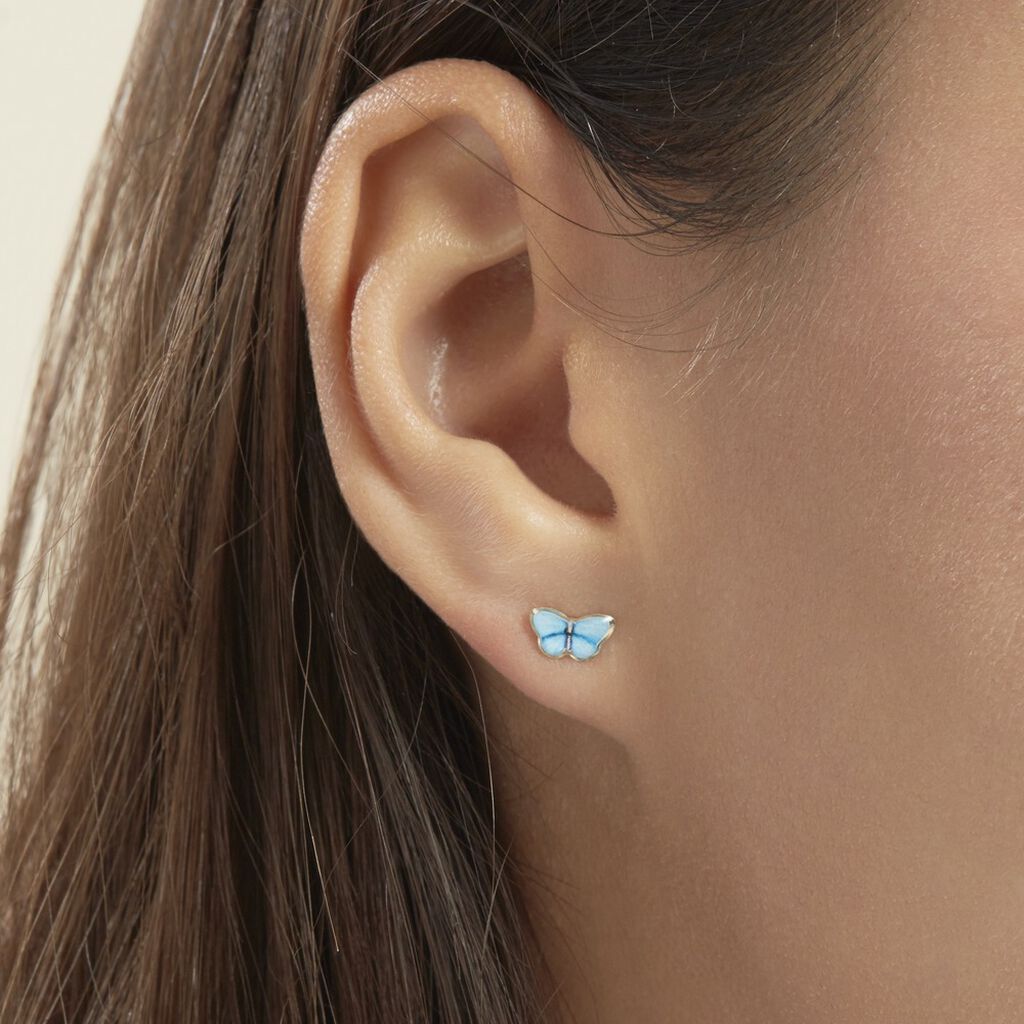 Boucles D'oreilles Puces Sulivia Papillon Or Jaune - Clous d'oreilles Enfant | Histoire d’Or