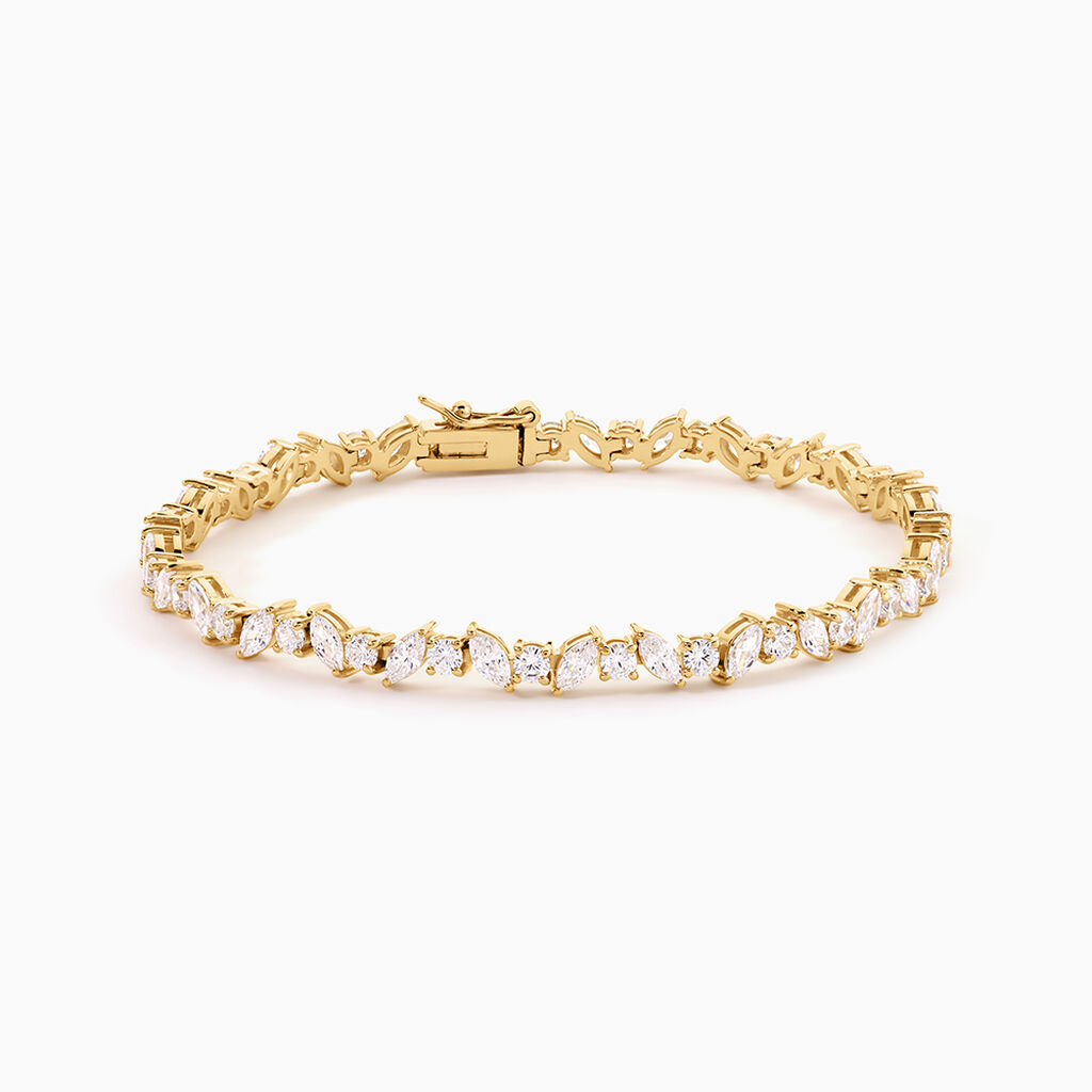 Bracelet Gennadius Argent Dor&eacute; A L'Or 750/1000 Oxyde De Zirconium - Bracelets Pierre Femme | Histoire d&rsquo;Or