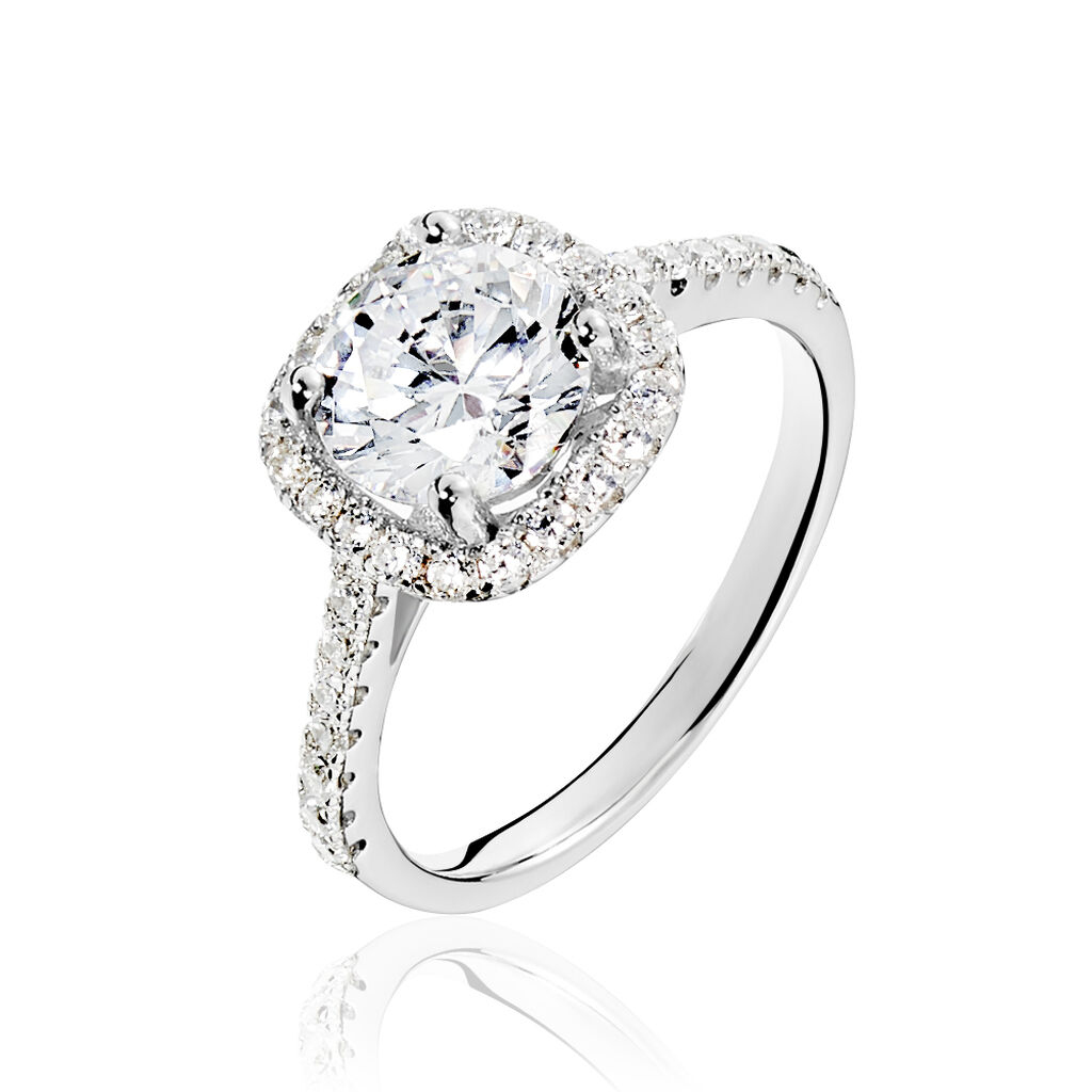 Bagues solitaires Argent Oxyde Ronde Blanc 925/1000 - FADFBZW16CP ...
