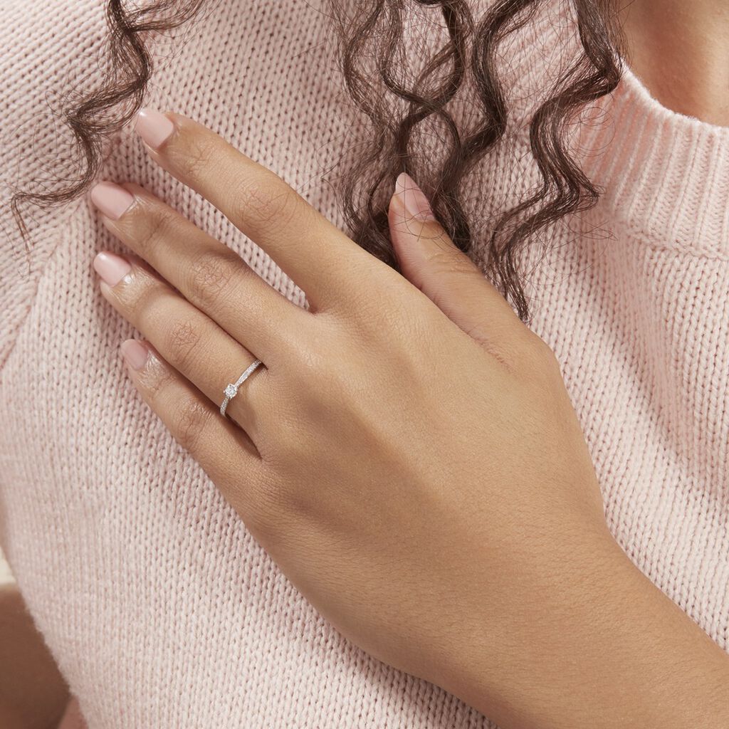 Bague Solitaire Hemera Or Blanc Diamant - Bagues solitaires Femme | Histoire d’Or