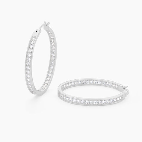 Cr&eacute;oles Classique Argent Blanc Django Oxyde De Zirconium - Boucles d'oreilles cr&eacute;oles Femme | Histoire d&rsquo;Or