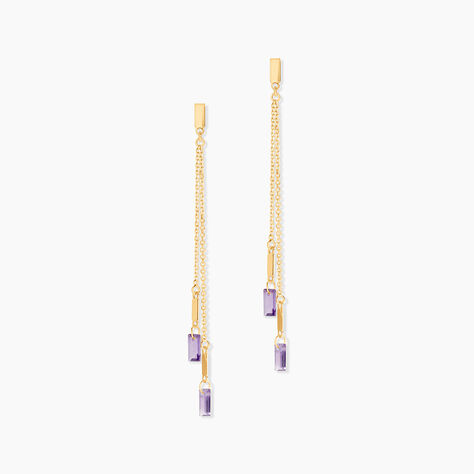Bijoux D'oreilles Lavender Or Jaune Am&eacute;thyste - Boucles d'oreilles pendantes Femme | Histoire d&rsquo;Or