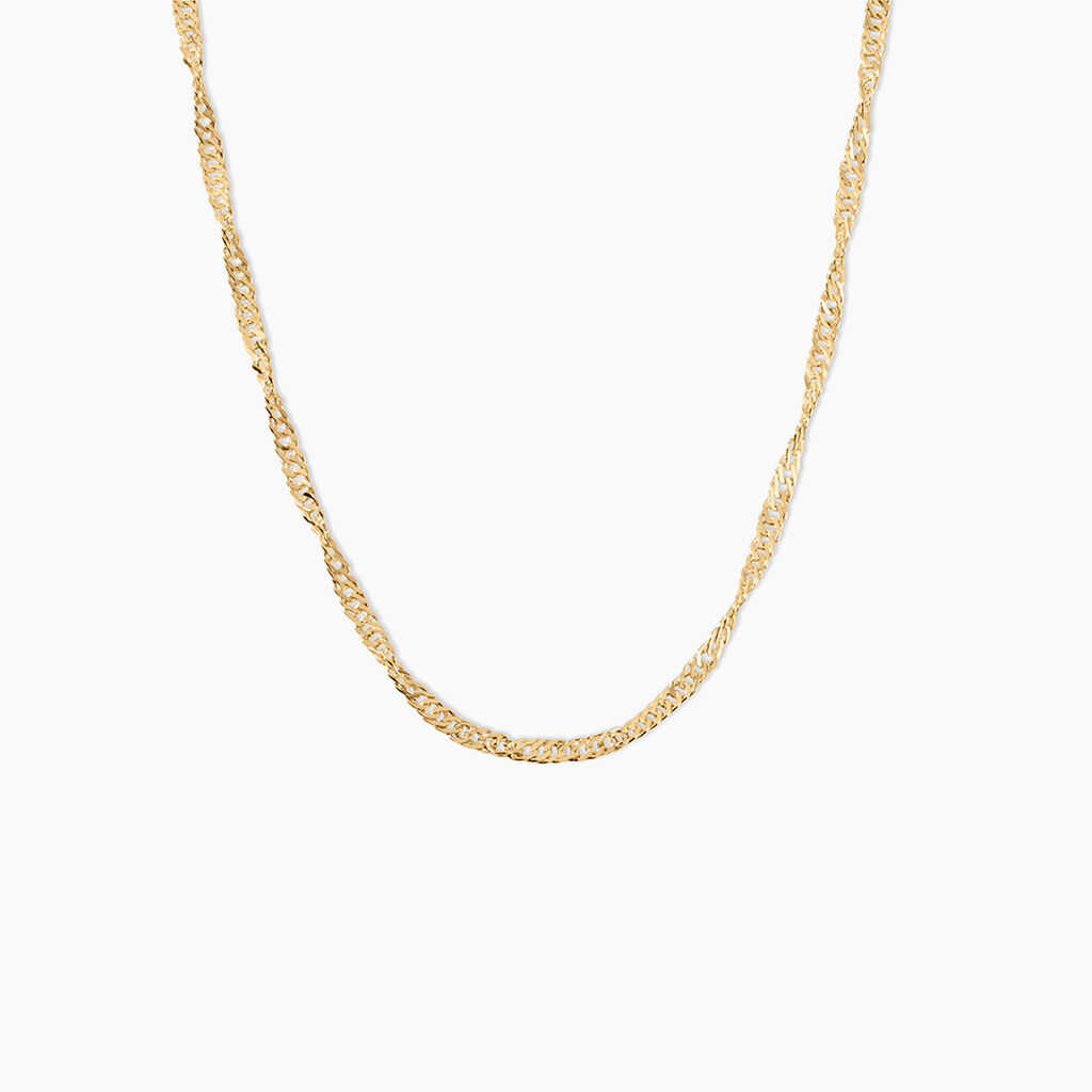 Collier Imanie Maille Singapour Argent Dor&eacute; A L'Or 750/1000 - Bijoux sans pierre Femme | Histoire d&rsquo;Or
