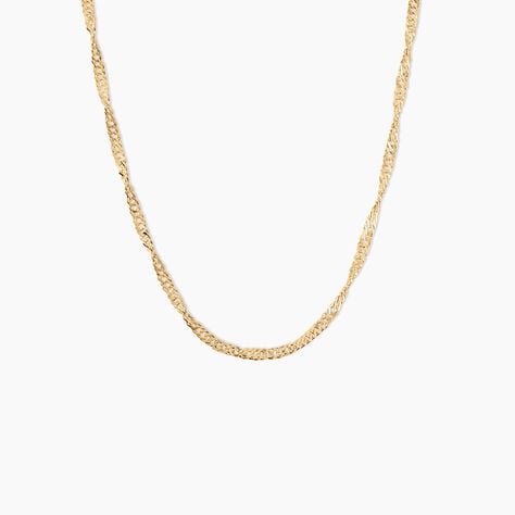 Collier Imanie Maille Singapour Argent Dor&eacute; A L'Or 750/1000 - Bijoux sans pierre Femme | Histoire d&rsquo;Or