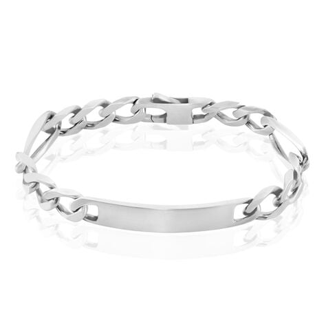 Bracelet Identité Vivian Maille Alternee 1/3 Argent Blanc - Gourmettes Homme | Histoire d’Or