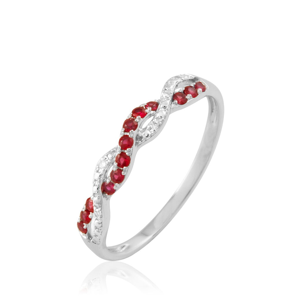 Bague Sofia Or Blanc Rubis Et Diamant - Bagues avec pierre Femme | Histoire d’Or