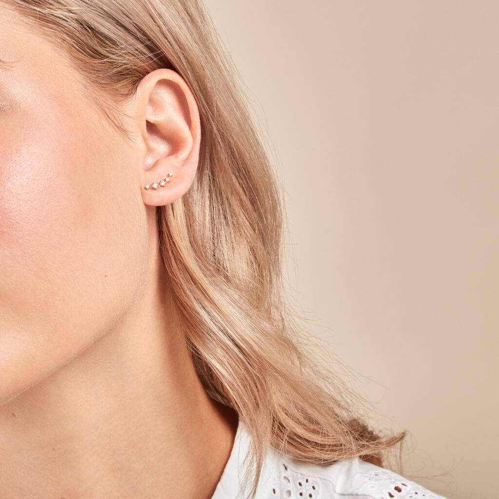 Boucles D'oreilles Puces Nichole Or Jaune Diamant Synthétique - Clous d'oreilles Femme | Histoire d’Or