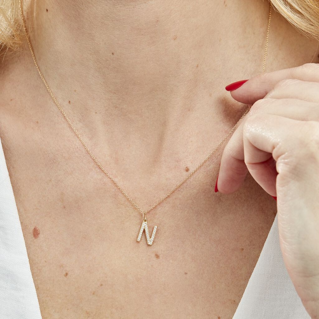 Pendentif Lettre N Or Jaune Oxyde - Pendentifs Femme | Histoire d’Or